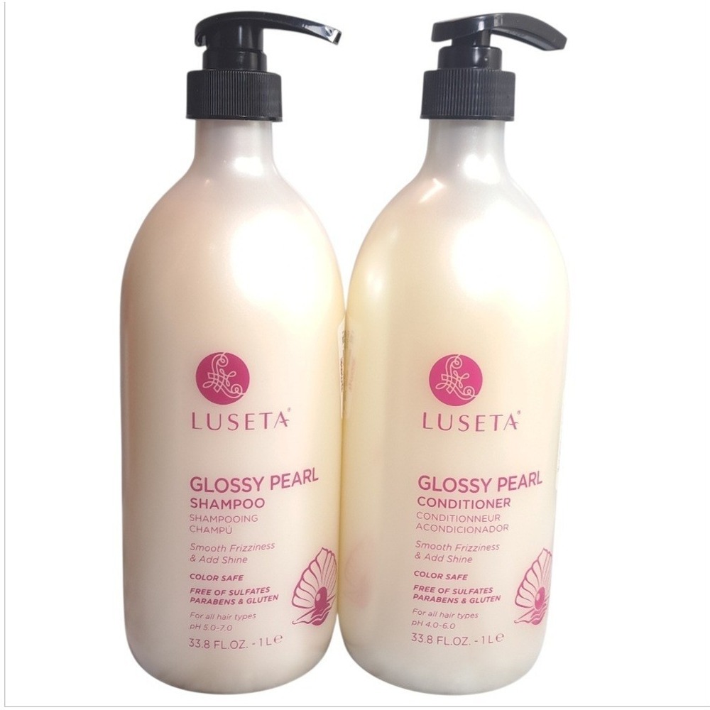 Set/2 LUSETA GLOSSY PEARL Frizziness Smoothing‎ Shine SHAMPOO & CONDITIONER